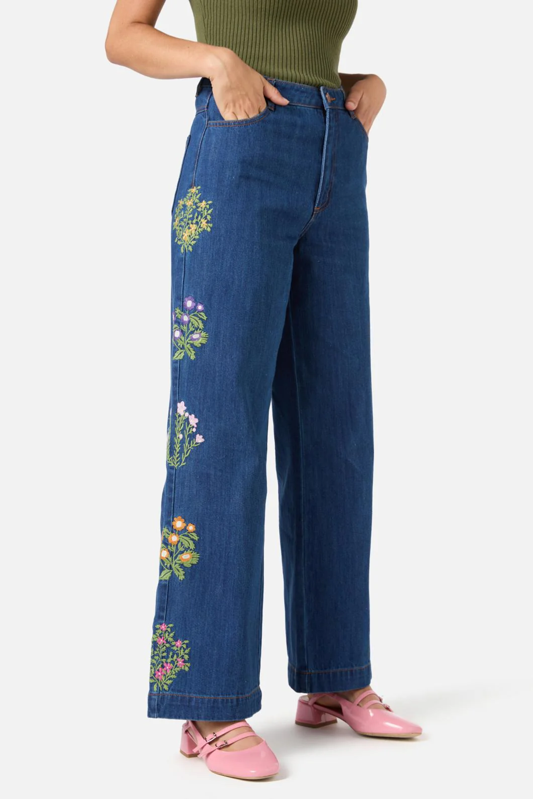 Lattice Embroidered Jean - Image 5