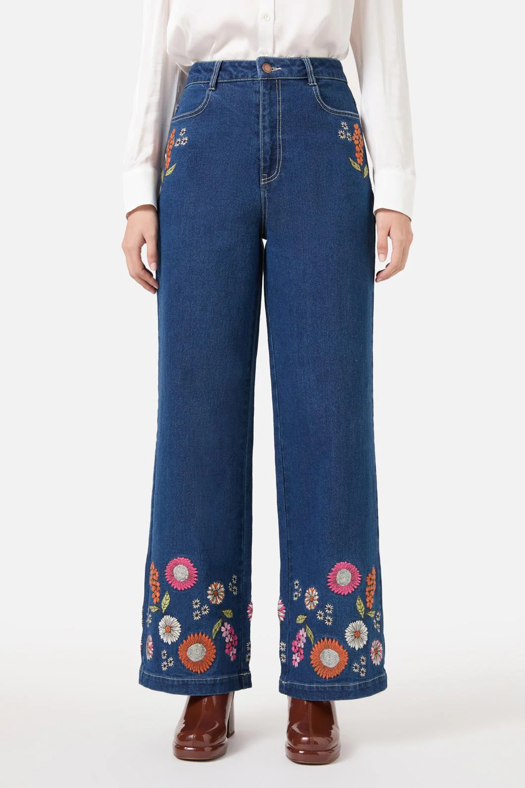 Viva Floral Embroidered Jean - Image 3